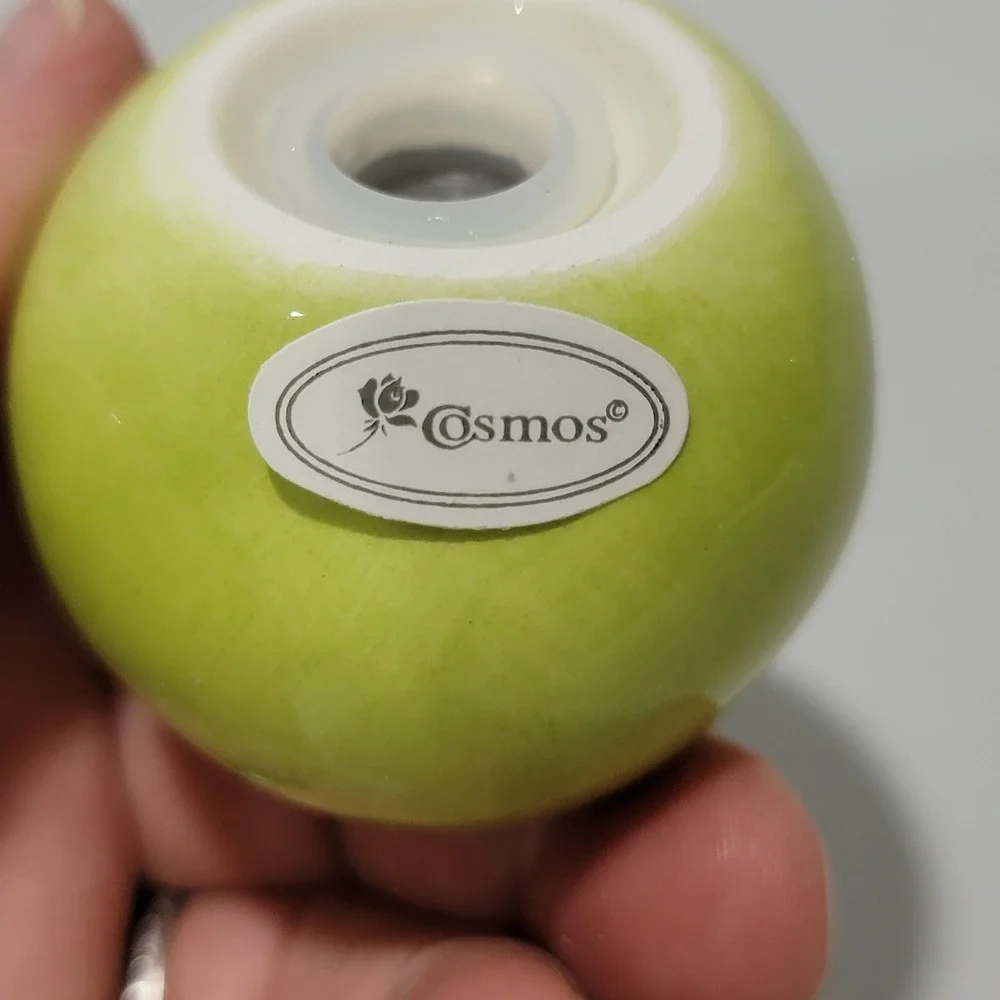 Cosmos Gifts Green Pear Ceramic Salt and Pepper Shaker Set Floral 10337 NEW